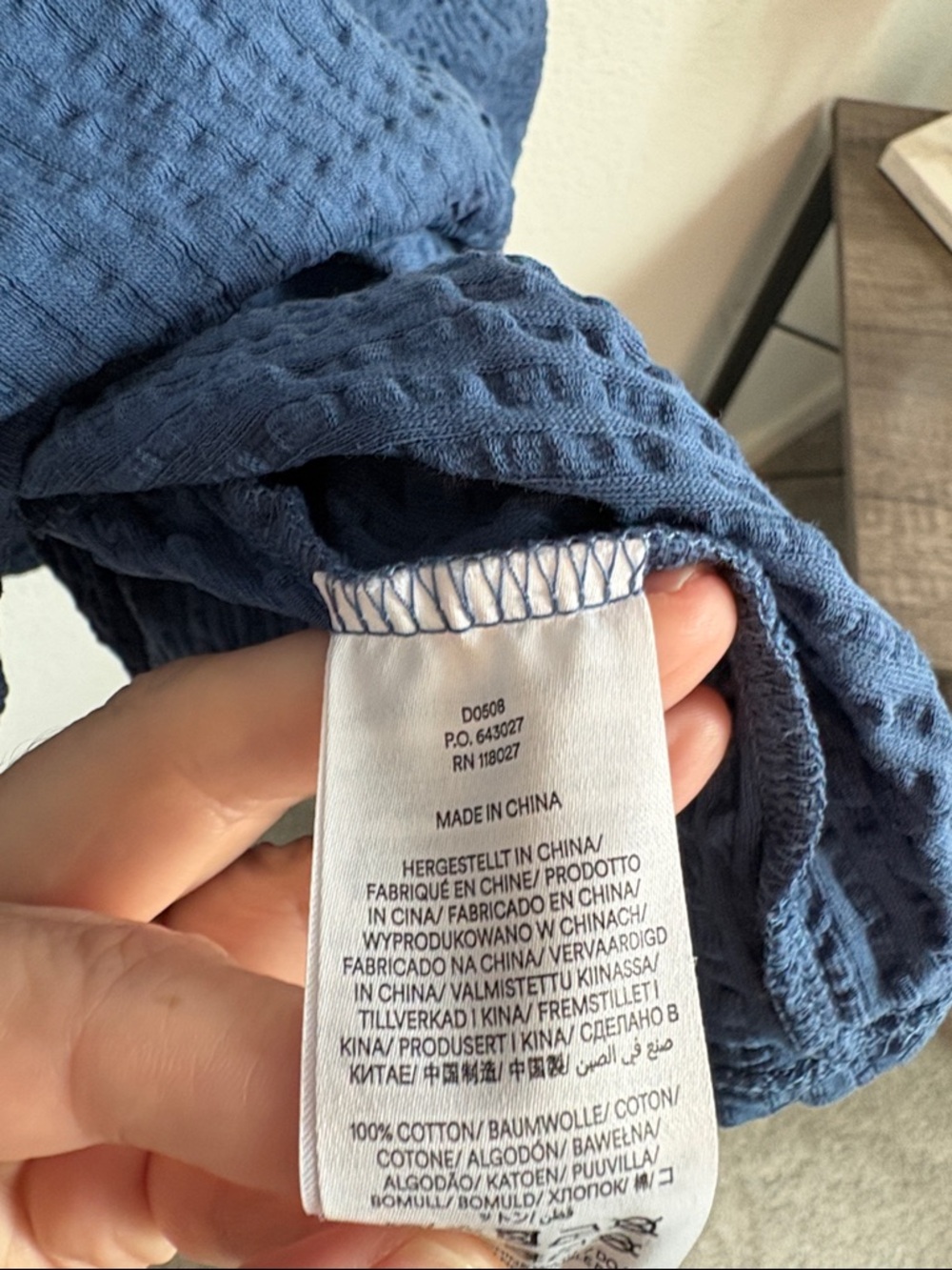 Boden Textured 100% cotton Blue V-Neck Dress 12R - Picture 3 of 6